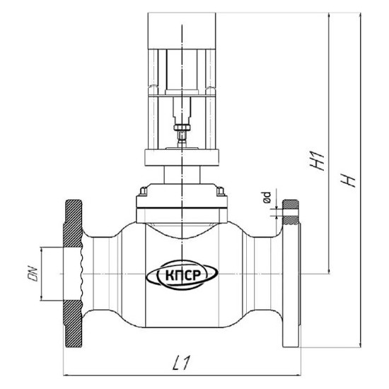 Клапан запорно-регулирующий КПСР серия 220 1.27-50-10-1.1212-СТ-4-1-150-У Ду50 Ру40 с электроприводом REGADA ST0 490.0-0NJSC/00