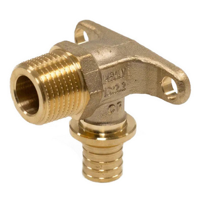 Угольник настенный Рехау MX 90° Ø16xR1/2″ аксиальный с наружной резьбой, латунный для PE-X труб RAUTITAN, 11097211001