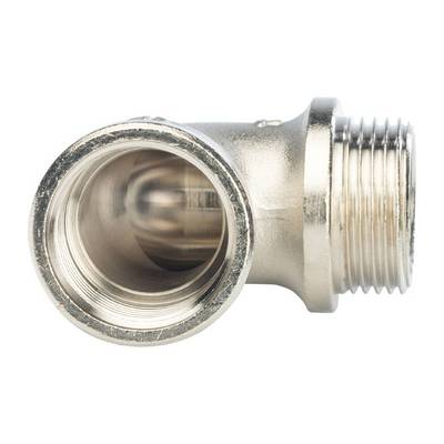 Угол латунный внутренняя/наружная резьба с упором никелированный Stout