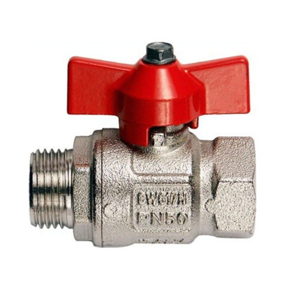 Кран шаровой латунный вн-НАР резьба, ручка-бабочка, никель Itap Ideal