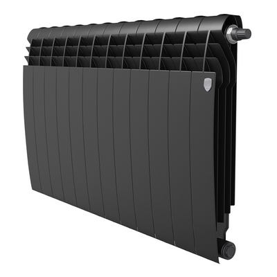 Радиатор отопления Royal Thermo BiLiner 500 Noir Sable VDR (Чёрный) 12 секций биметаллический нижнее правое подключение НС-1309737