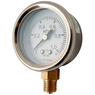Мановакуумметр радиальный ЮМАС МВП50НЛН (-0.1-0.9 МПа) М12х1.5 ДК50мм, класс точности 2.5, завальцованный корпус, 8400380384