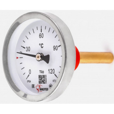 Термометр биметаллический осевой Физтех ТБф-120 (-40…0…60°C) ДК63мм, класс точности 2,5 с медной гильзой ГЗЛ-РТ A2.0*14  U46*9/1, 4687205455505