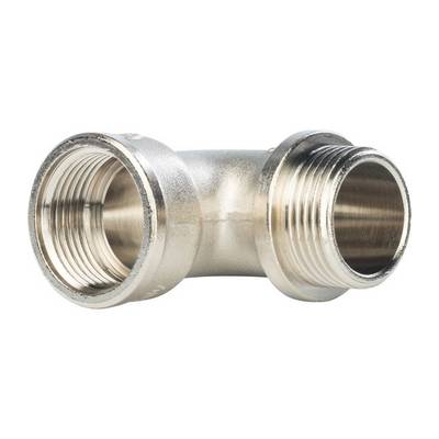 Угол латунный внутренняя/наружная резьба с упором никелированный Stout