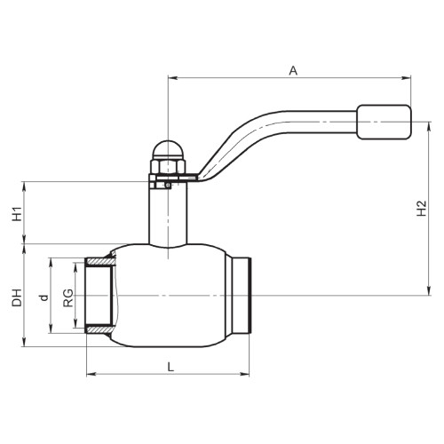 Кран шаровой цельносварной Ballomax КШТ 60.100.040.А.40 Ду40 Ру40 стандартнопроходной муфтовый стальной с рукояткой