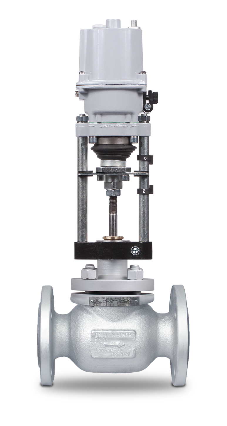 Клапан запорно-регулирующий КПСР серия 220 1.27-50-10-1.1212-СТ-4-1-150-У Ду50 Ру40 с электроприводом REGADA ST0 490.0-0NJSC/00