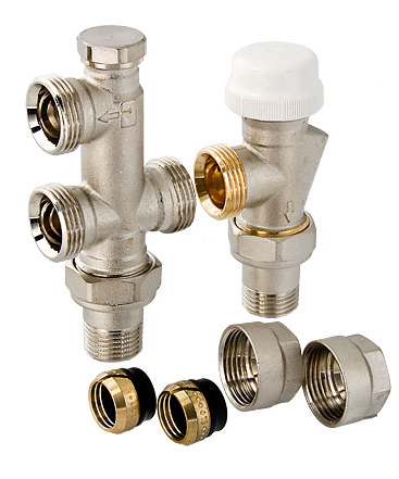 Узел нижнего подключения радиатора термостатический для двухтрубных систем (комплект) Valtec VT.225K.N.E04100