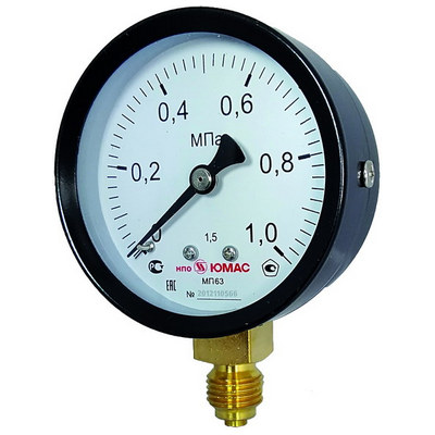 Манометр радиальный ЮМАС МП63М (0-4.0 МПа) М12х1.5 ДК63мм, класс точности 2.5, ацетилен С2Н2, 8400380083