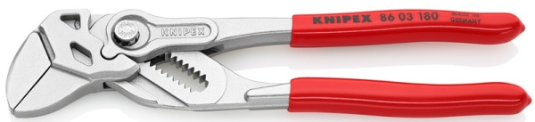 Клещи переставные-гаечный ключ хром. 180 мм.(пластик. ручки), KNIPEX