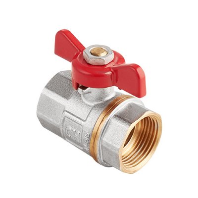 Кран шаровой внутренняя/внутренняя резьба ВВ 1" бабочка Никель MVI AquaHit BV.313.06