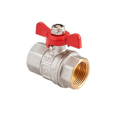 Кран шаровой внутренняя/внутренняя резьба ВВ 3/4" бабочка Никель MVI Premium BV.913.05