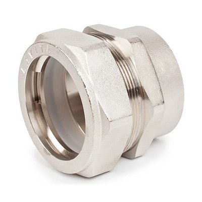 Муфта для гофрированной трубы с внутренней резьбой ВР Ø40х11/2" никелированная Lavita V/S 40*11/2"(F) HP НИКЕЛЬ