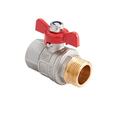 Кран шаровой внутренняя/наружная резьба ВН 1" бабочка Никель MVI Premium BV.914.06