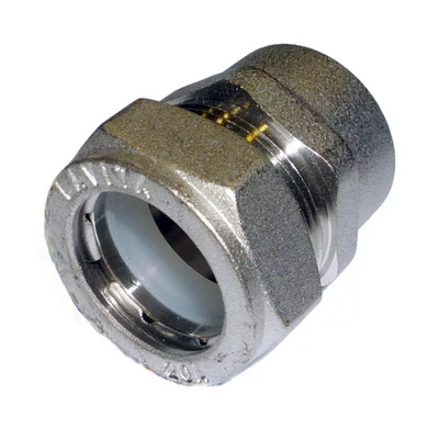 Муфта для гофрированной трубы с НАРУЖНОЙ резьбой НР Ø20х3/4" никелированная Lavita V/S 20*3/4" HP НИКЕЛЬ