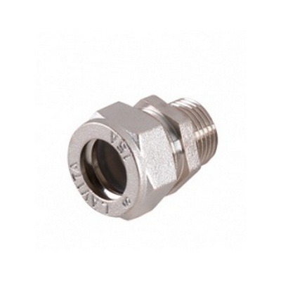 Муфта для гофрированной трубы с НАРУЖНОЙ резьбой НР Ø20х3/4" никелированная Lavita V/S 20*3/4" HP НИКЕЛЬ