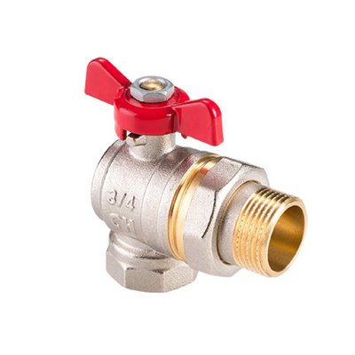 Кран шаровой с американкой 1/2" угловой бабочка Никель MVI AquaHit BV.322.04