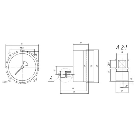 Манометр осевой Физтех МП3-Уф (0-250 кПа) к.т. 1,5 Ø100 мм IP40 M20х1,5 ОШ ФлП общетехнический с передним фланцем, 4687205628596