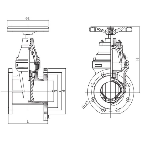 Задвижка с обрезиненным клином и невыдвижным штоком Gala Fig.3269 Ду250 Ру1,6 МПа DIN F4 чугунный фланцевый со штурвалом, WH3269250
