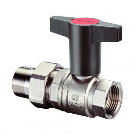 Кран шаровой с американкой 1/2" ручка пластиковая удлинённая Никель Oventrop Optibal 1075704